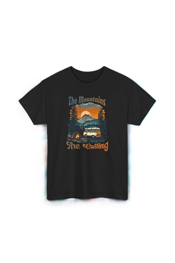 Mountains Are Calling Shirt Camping Van Sunset Outdoor Hike Tee S-4XL