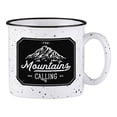 thumbnail image 1 of Mountains Are Calling White Speckle 13 ounce Glossy Ceramic Campfire Coffee Mug, 1 of 2