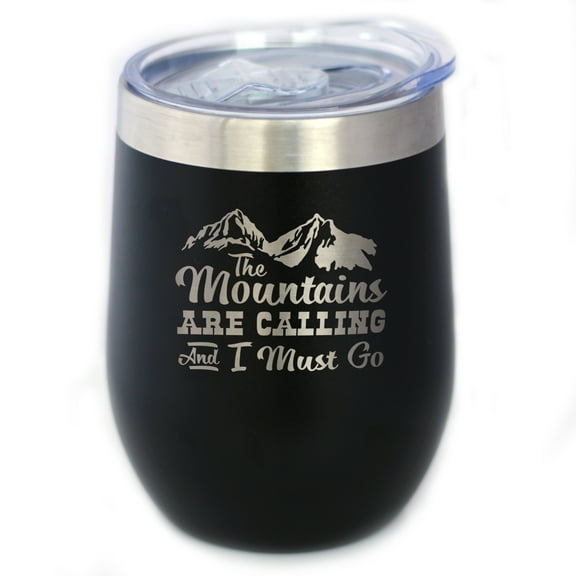 Bevvee Insulated Wine Tumbler 12 oz Mountains Are Calling Outdoor Enthusiast Gifts Tumblers