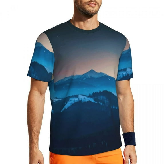 Mountains Art T-Shirt Male Maximalist Mountain Maze Winter Blue Streetwear Gym T-Shirts Su