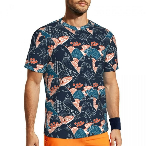 Mountains Art T-Shirt Male Maximalist Mountain Maze Winter Blue Streetwear Gym T-Shirts Su