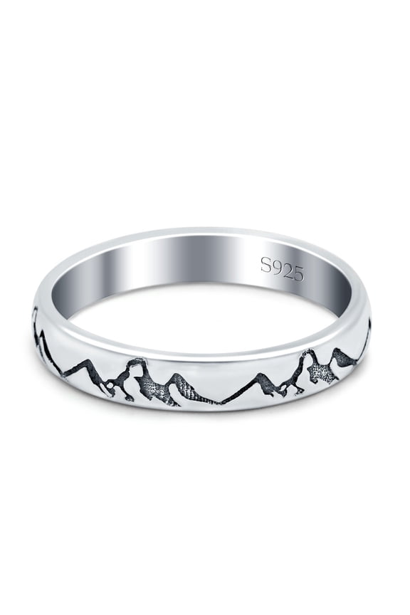 Mountains Band Ring 925 Sterling Silver Size 6