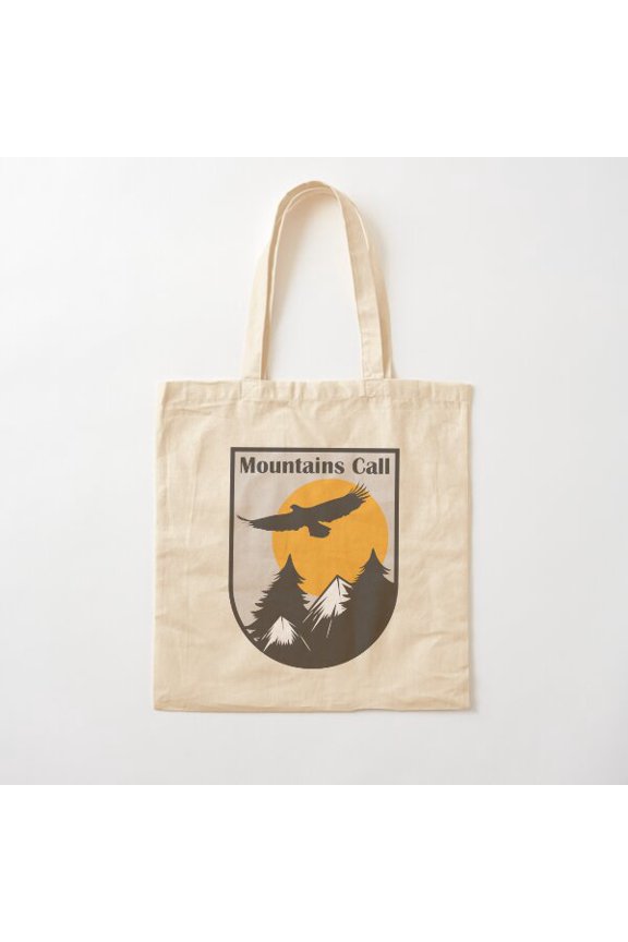 Mountains Call Canvas Tote Bags, Reusable Shopping Bag