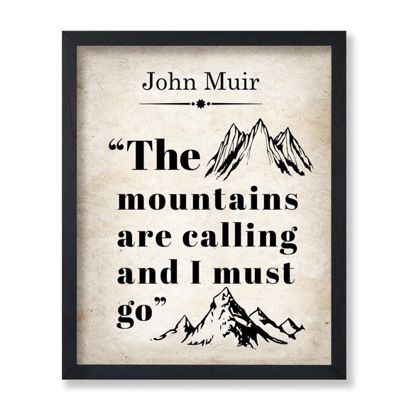 Mountains Calling Hiking Quote Wall Art Decor Unframed Paper Print