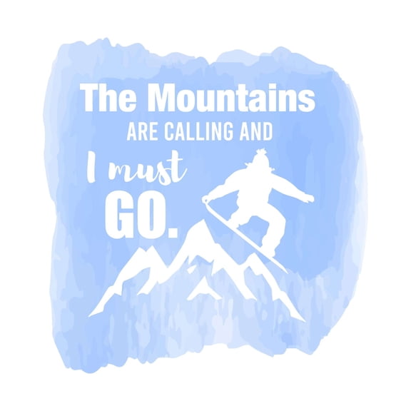The Mountains Are Calling I Must Go Mountain Skiing Lovers Watercolor Decal Wall Art Sticker Designs Vinyl Stickers For Home House Walls Rooms Windows Bedroom Decoration Size (20x20 inch)