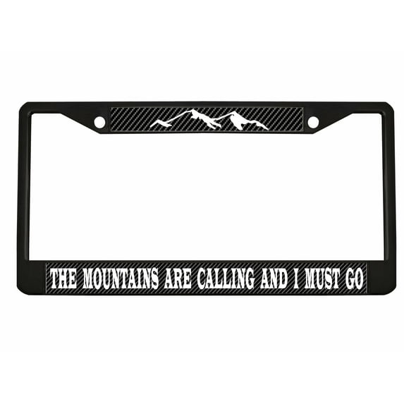 The Mountains are Calling and I Must go License Plate Frame/Car Accessories Auto License Plate Frame Car Tag Holder Cover (Carbon) (Black/Carbon/White)