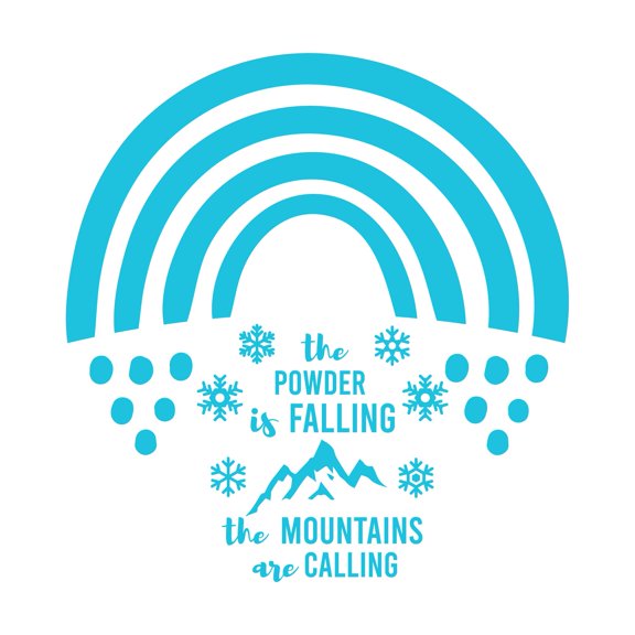 The Mountains Are Calling The Powder Is Falling Skiing Quote Vinyl Decal Wall Art Sticker Designs Vinyl Stickers For Home House Walls Rooms Windows Bedroom Decoration Size (20x20 inch)