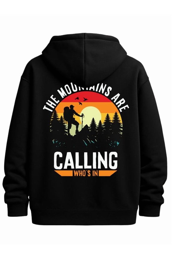 Mountains Calling funny hoodies for men machine washable black Everyday & Formal Wear Soft & Comfortable For Winter Casual Daily Wear Hip-Hop Streetwear spring Casual Unisex hoodie