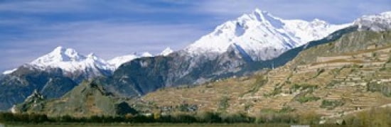 Mountains Canton Of Valais Switzerland Canvas Art - Panoramic Images (36 x 12)