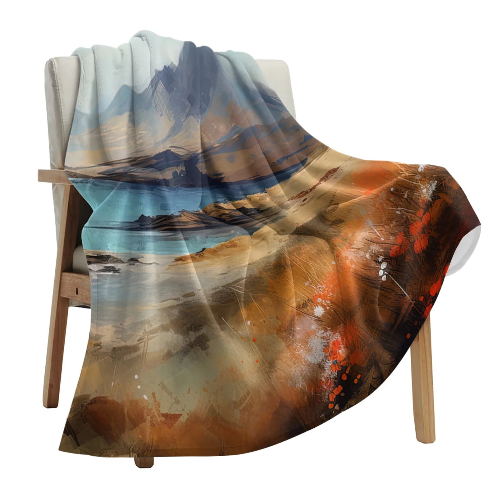 Mountains Clouds Stones Oil Painting Throws Blankets for Sofa Bed