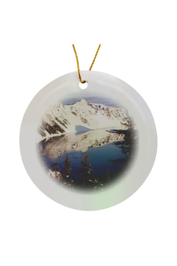 , Mountains, Crater Lake National Park, Oregon, Usa - Us38 Pso0005 - Paul Souders, Circle Porcelain Ornament