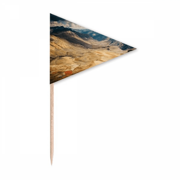 Mountains Desert Outdoor Cloud Sky Toothpick Triangle Cupcake Toppers Flag