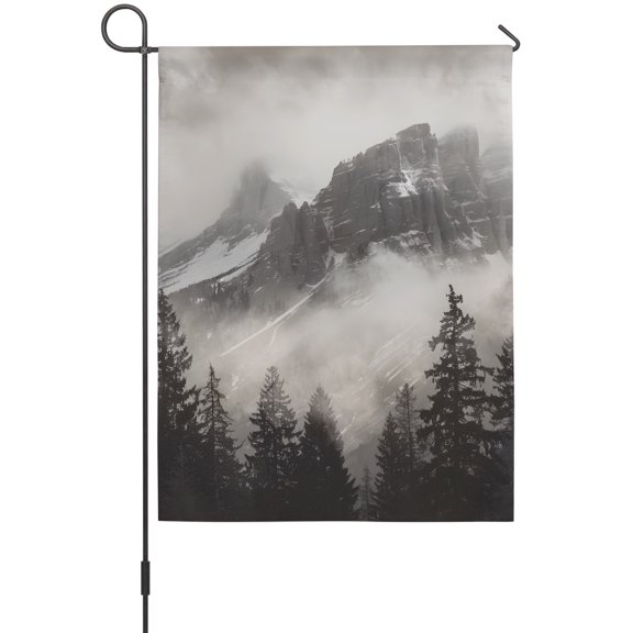 Mountains Forest Garden Flag 12x18 Inch Nature Landscape Fog Cloud Double Sided Outdoor Garden Flags Welcome House Flag Decorative Yard Flags for Outside Holiday Decoration