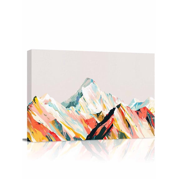 Mountains Grey Wall Art for Living Room,Canvas Picture Wall Decor for Bathroom Bedroom,Coloured Multi Abstract Modern Painting Painting Artwork for Office Kitchen Hallway Dining Room Decor 20"x24"