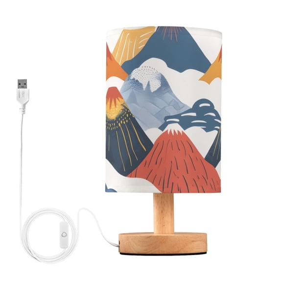 Mountains Hand Painted Table Lamp with USB Port LED Warm Light Lamp Night Light Home Decor