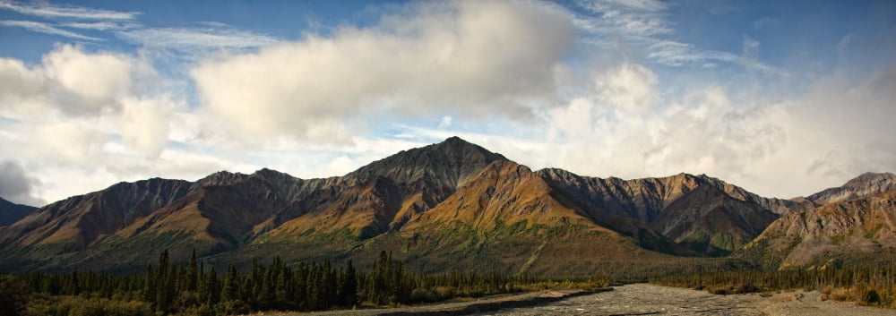 Mountains In Kluane National Park At Sunrise Near Destruction Bay Yukon Canvas Art - Robert Postma Design Pics (44 x 15)