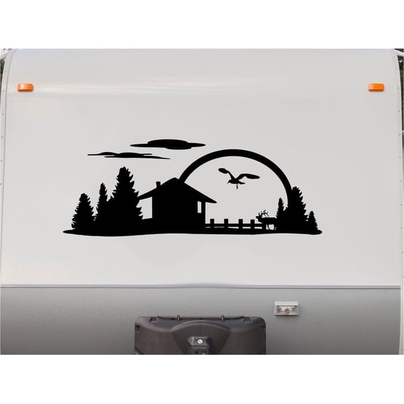 Mountains Lake Deer RV Camper 5th Wheel Motor Home Vinyl Decal Sticker V05