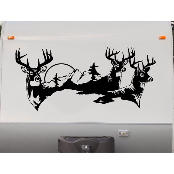Mountains Lake Deer RV Camper 5th Wheel Motor Home Vinyl Decal Sticker V07