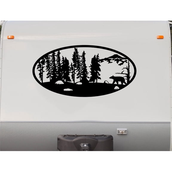 Mountains Lake Deer RV Camper 5th Wheel Motor Home Vinyl Decal Sticker V11