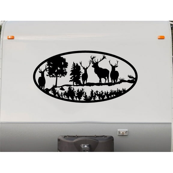 Mountains Lake Deer RV Camper 5th Wheel Motor Home Vinyl Decal Sticker    V12