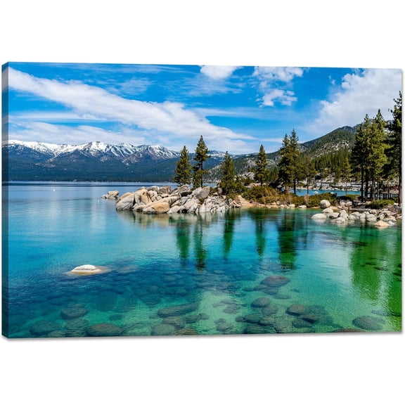 Mountains Lake Tahoe Wall Art for Living Room Framed Landscape Picture Wall Decor Nature Canvas Print Posters National Park Scenery Framed Artwork for Home Office (12" L x 16" W)