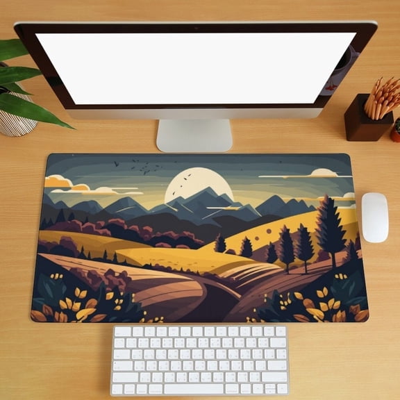 Mountains Landscape Desk Mat, Abstract Mountain Desk Mat, Extra Large Mouse Pad, Home Office Desk Pad, Gaming Mouse Pad for Laptop Computer