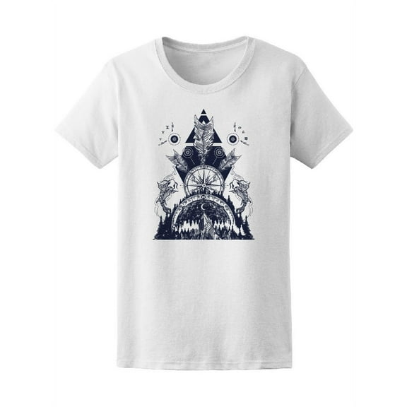 Mountains Medieval Rose Compass T-Shirt Women -Image by Shutterstock, Female x-Large