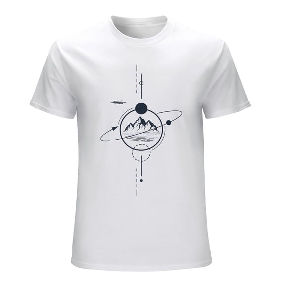 Mountains Men’s T-Shirt 100% Cotton Casual Short Sleeve Tops Gift Tee White 2XL