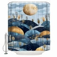 thumbnail image 1 of Mountains Modern Art Shower Curtain, 60" x 72", Golden Moonlight Simple Decoration Waterproof Bathroom Curtain Washable Shower Curtain Set with 12 Hooks, 1 of 6