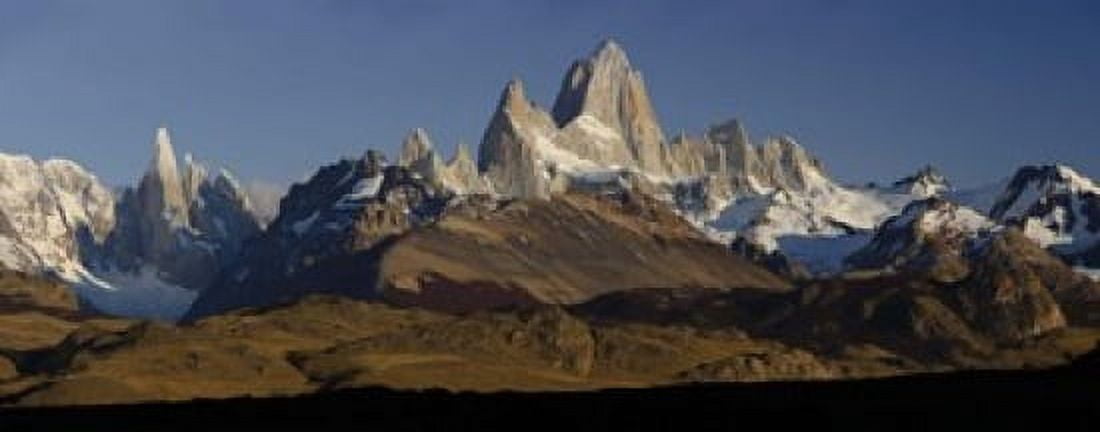 Mountains Mt Fitzroy Cerro Torre Argentine Glaciers National Park Patagonia Argentina Canvas Art - Panoramic Images (15 x 6)