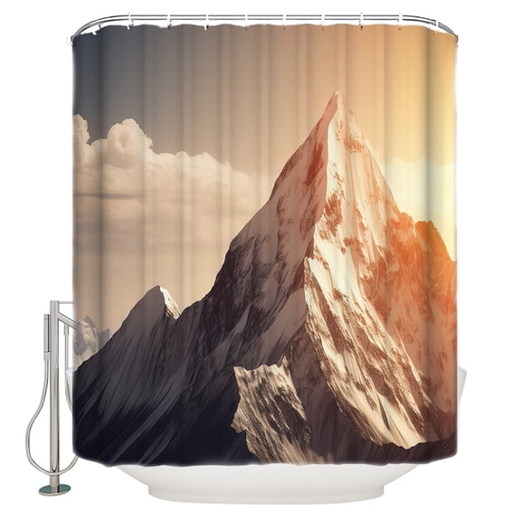 Mountains Natural Shower Curtain, 48" x 72", Landscape Alps Waterproof Bathroom Curtain Washable Shower Curtain Set with 12 Hooks