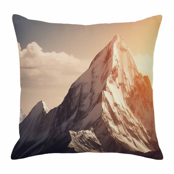 Mountains Natural Throw Pillow Cover Landscape Alps Cotton Linen Cushion Cover Throw Pillow Case with Invisible Zipper for Couch Sofa Bed Chair Car 16x16 Inch