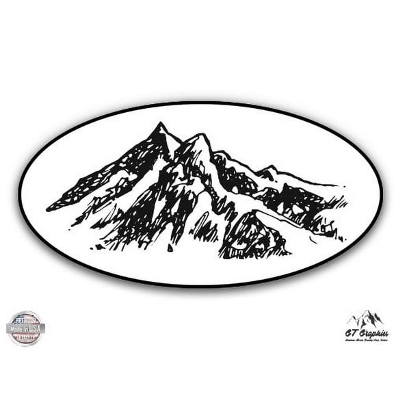 Mountains Oval - 5" Vinyl Sticker - For Car Laptop I-Pad - Waterproof Decal