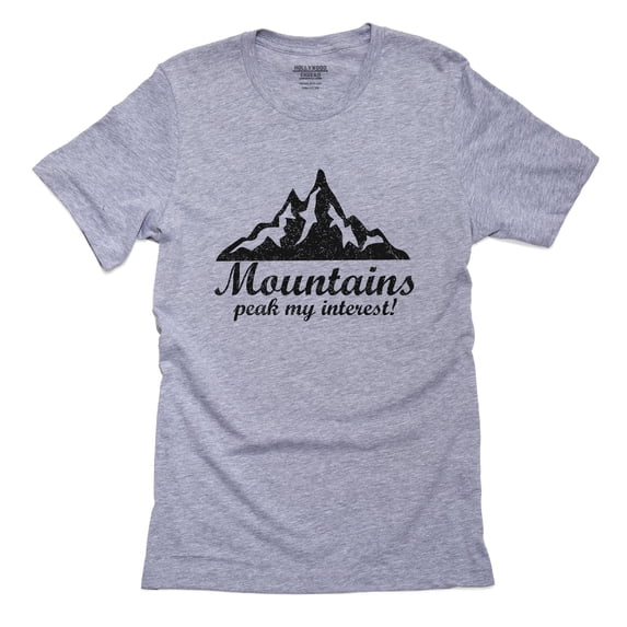 Mountains Peak My Interest! - Climbing Hiking Love Men's Grey T-Shirt