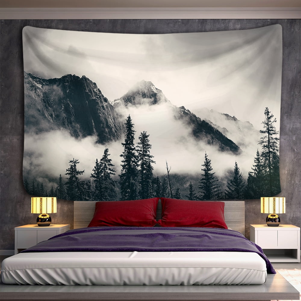 Mountains Psychedelic Tapestry Forest landscape Starry Sky Tapestries