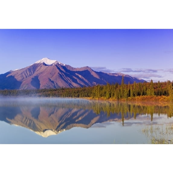 Mountains Reflect In Drashner Lake Just Off The Denali Highway Southcentral Alaska Autumn Poster Print