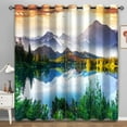 thumbnail image 1 of Mountains, Rivers And Lakes Blackout Grommet Window Curtains, Plants And Flowers Bedroom Curtains 3D Valance Pattern Window Drapes For Kitchen Living Room Home Decor 42"W x 63"L (Pack of 2), 1 of 6