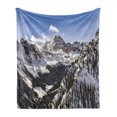 thumbnail image 1 of Mountains Soft Flannel Fleece Throw Blanket, Winter Photo of the Maroon Bells in Colorado, Cozy Plush for Indoor and Outdoor Use, 50" x 60", Azure Blue Dark Grey, by Ambesonne, 1 of 5