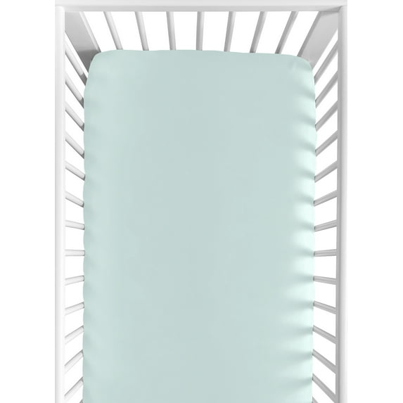 Mountains Solid Aqua Fitted Crib Sheet by Sweet Jojo Designs