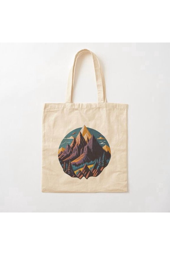 Mountains Style 004 Canvas Tote Bags, Reusable Shopping Bag