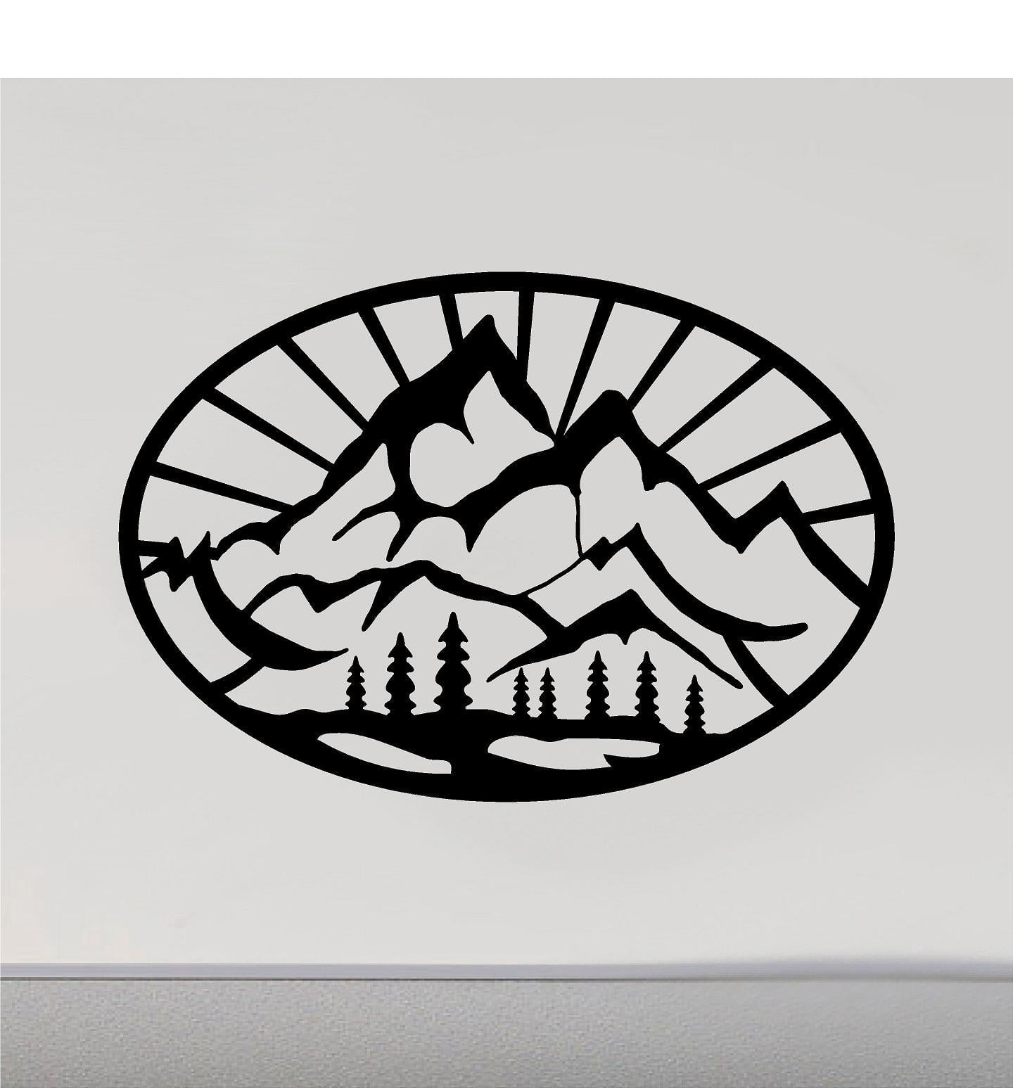 Mountains Sun Rays Sign RV Camper Camping Door Sticker CF401 - Walmart.com