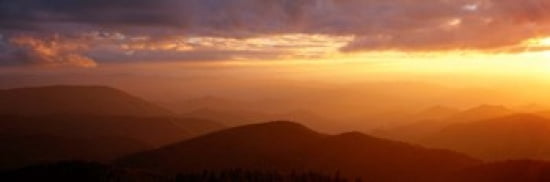 Mountains Sunset Blue Ridge Parkway Great Smoky Mountains North Carolina USA Canvas Art - Panoramic Images (36 x 12)