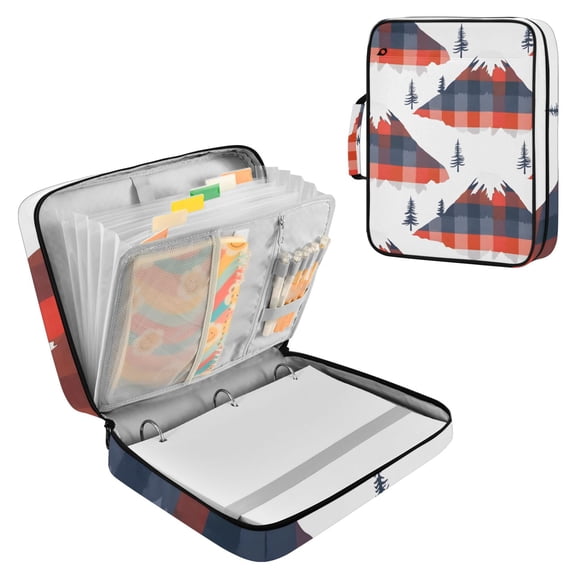 Mountains Trees Accordion File Organizer Expanding File Folder 3-Ring Binder Bag 500 Sheets A4 Size