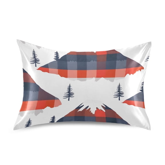 Mountains Trees Satin Pillowcase Envelope Design Pillow Covers 1 Pack Standard Size 20" x 26"