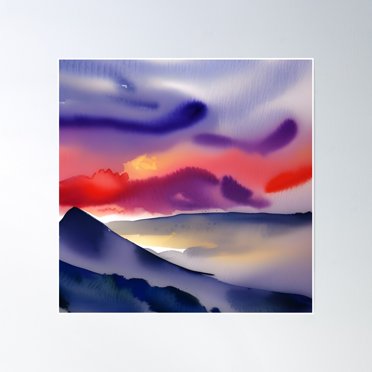 Threshold Modern Wall Art Canvas – 24x24 Watercolor Mountain, Framed, Tan