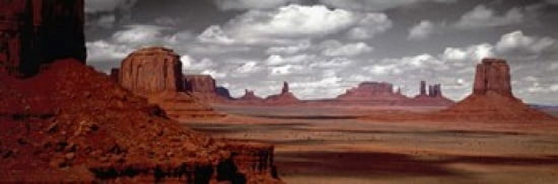 Mountains West Coast Monument Valley Arizona USA Canvas Art - Panoramic Images (18 x 6)