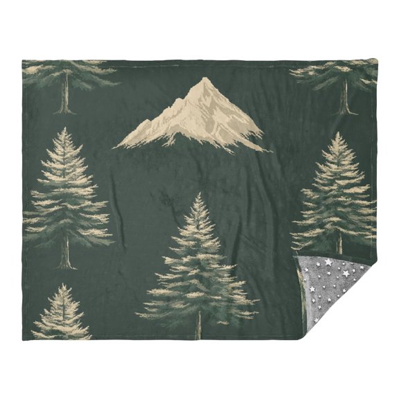Mountains and Trees Camping Blankets Bed Throws and Cozy Travel Blanket Fluorescence 70x55in Double Sided