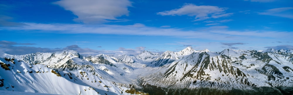 Mountains and glaciers in Wrangell-St Elias National Park Alaska Canvas Art - Panoramic Images (27 x 9)