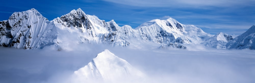Mountains and glaciers in Wrangell-St Elias National Part Alaska Canvas Art - Panoramic Images (27 x 9)