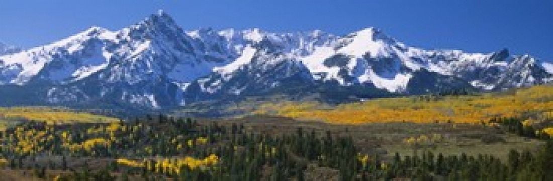 Mountains covered in snow Sneffels Range Colorado USA Canvas Art - Panoramic Images (18 x 6)